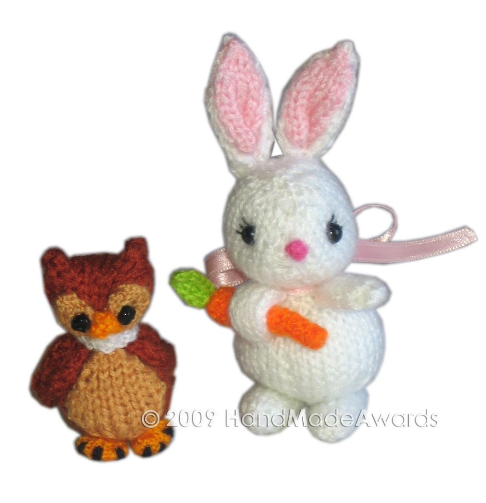 Sweet BUNNY with Carrot and Owl PDF Email Knit PATTERN