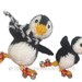 PINGUINOS PATINADORES Papi pinguino y su hijito patinando con patines de ruedas PDF email PATRON PARA TEJER con LANA