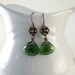 Emerald Green Earrings Teardrop Copper Dangle Faceted Quartz Wire Wrapped Beaded Jewelry Briolette