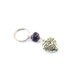 Purple Heart Keychain Silver Puffy Etched Heart Purple Magnesite Beaded
