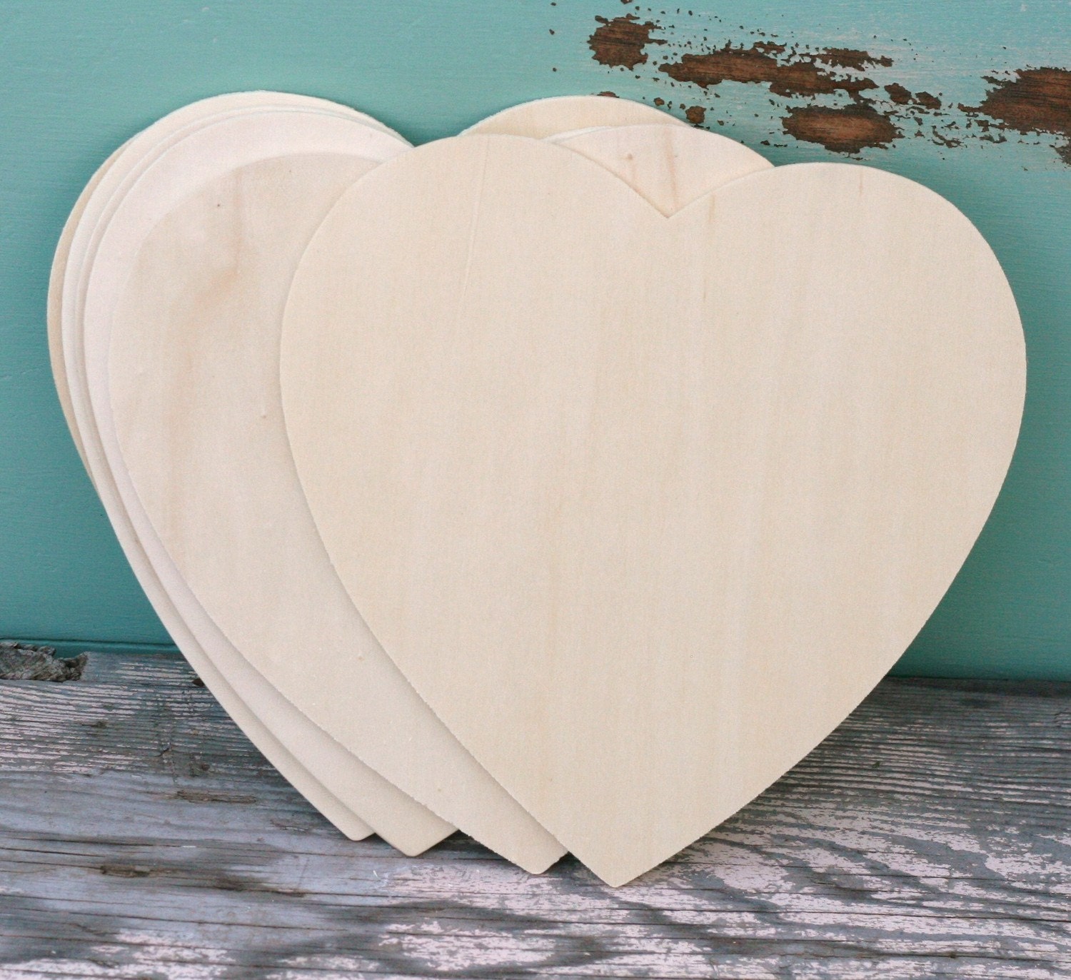 Set of 6 LARGE Unfinished Wood Hearts For Your DIY Wedding