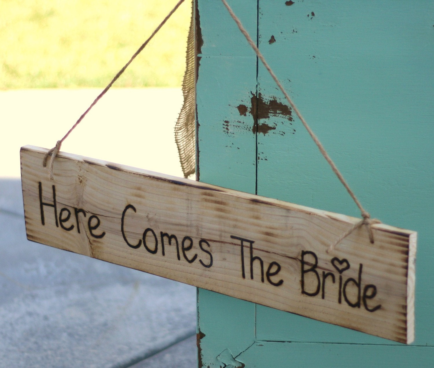 Double Sided Here Comes The Bride Just Married Sign Rustic Wedding Decor (item E10121)
