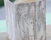 Personalized Engraved Heart And Arrow Faux Wood Guest Book Journal (item E10107)