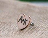 SET OF 6 Bridesmaid Rings Personalized With Initials Engraved On A Wood Heart