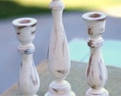 Shabby Chic Candle Holders Distressed Paint Rustic Wedding Decorations SET of 10