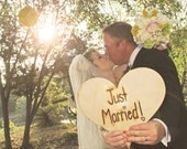 Just Married Engraved Wood Sign Photo Prop (item E10076)