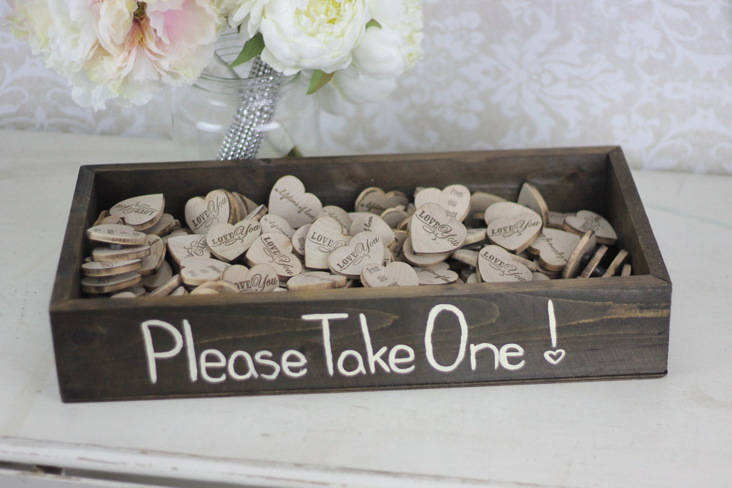 Rustic Wedding Favors Wood Heart Magnets Inside Rustic Box SET of 200 (item S10445)