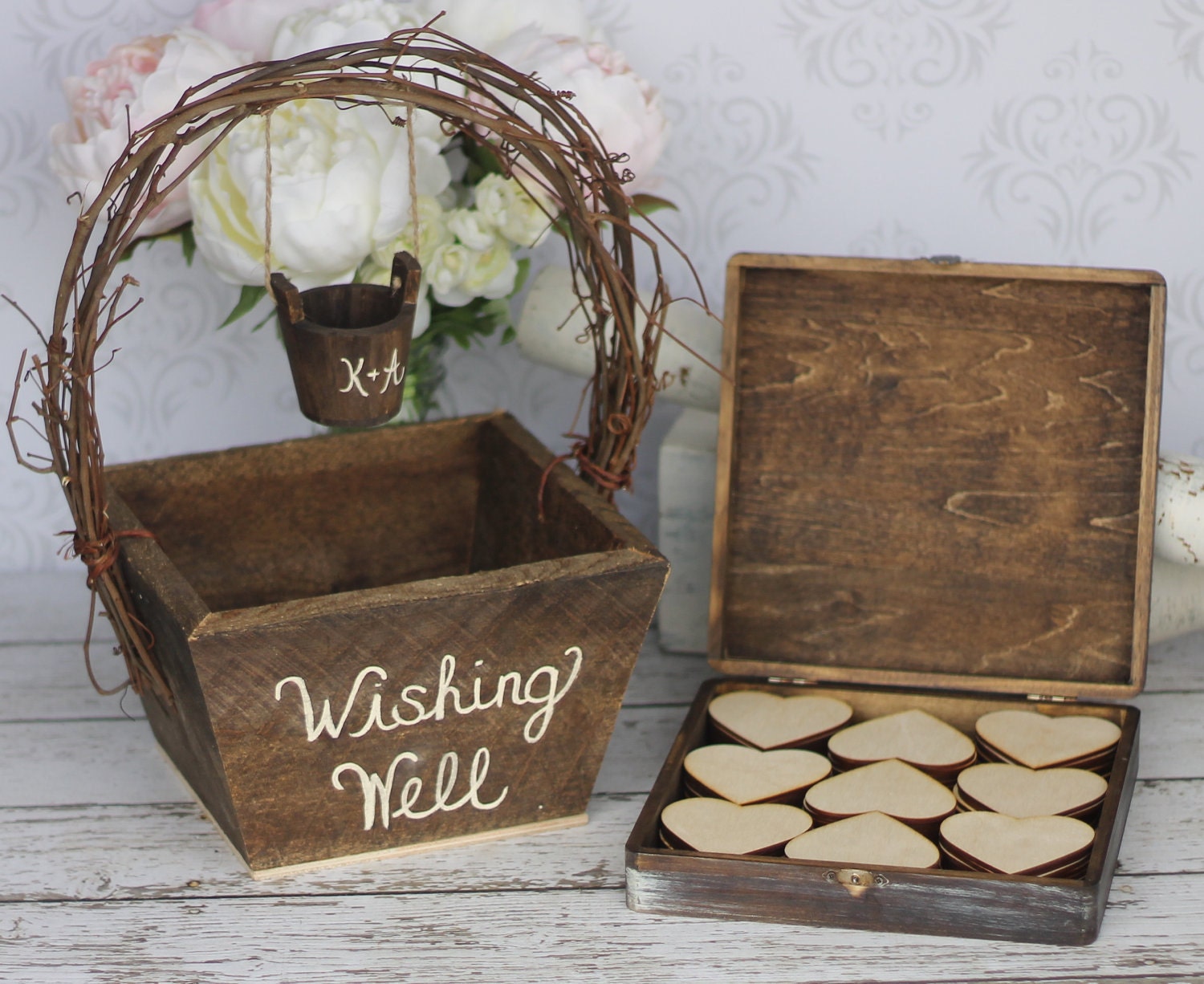 Wedding Guest Book Alternative Rustic Wedding Personalized Wishing Well Basket Chic Decor