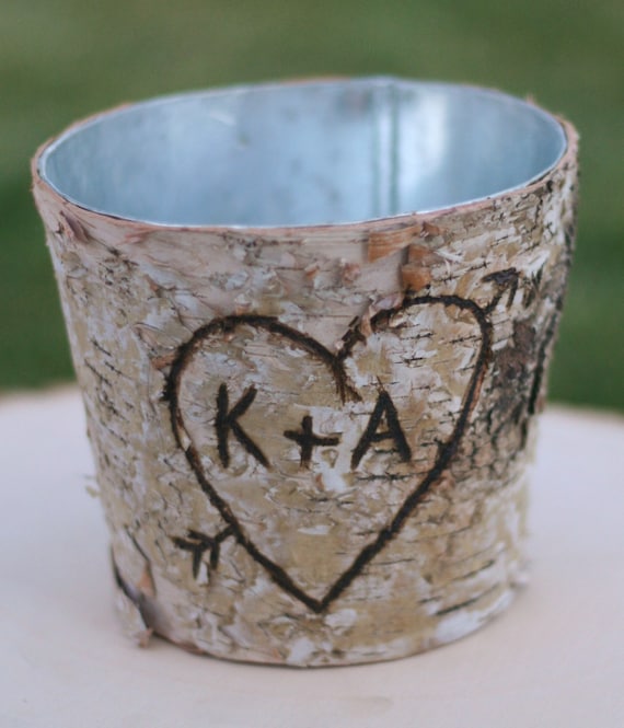 Short Birch Vase Centerpiece Flower Arrangement Holder Rustic Wedding Decor