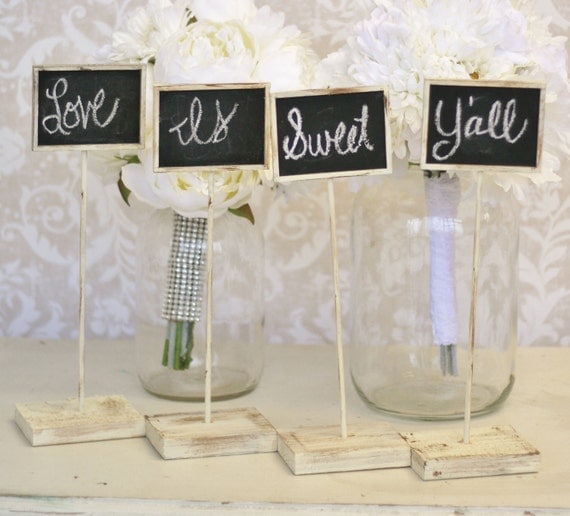 Rustic Chalkboard Signs Shabby Chic Wedding Decor SET of 4