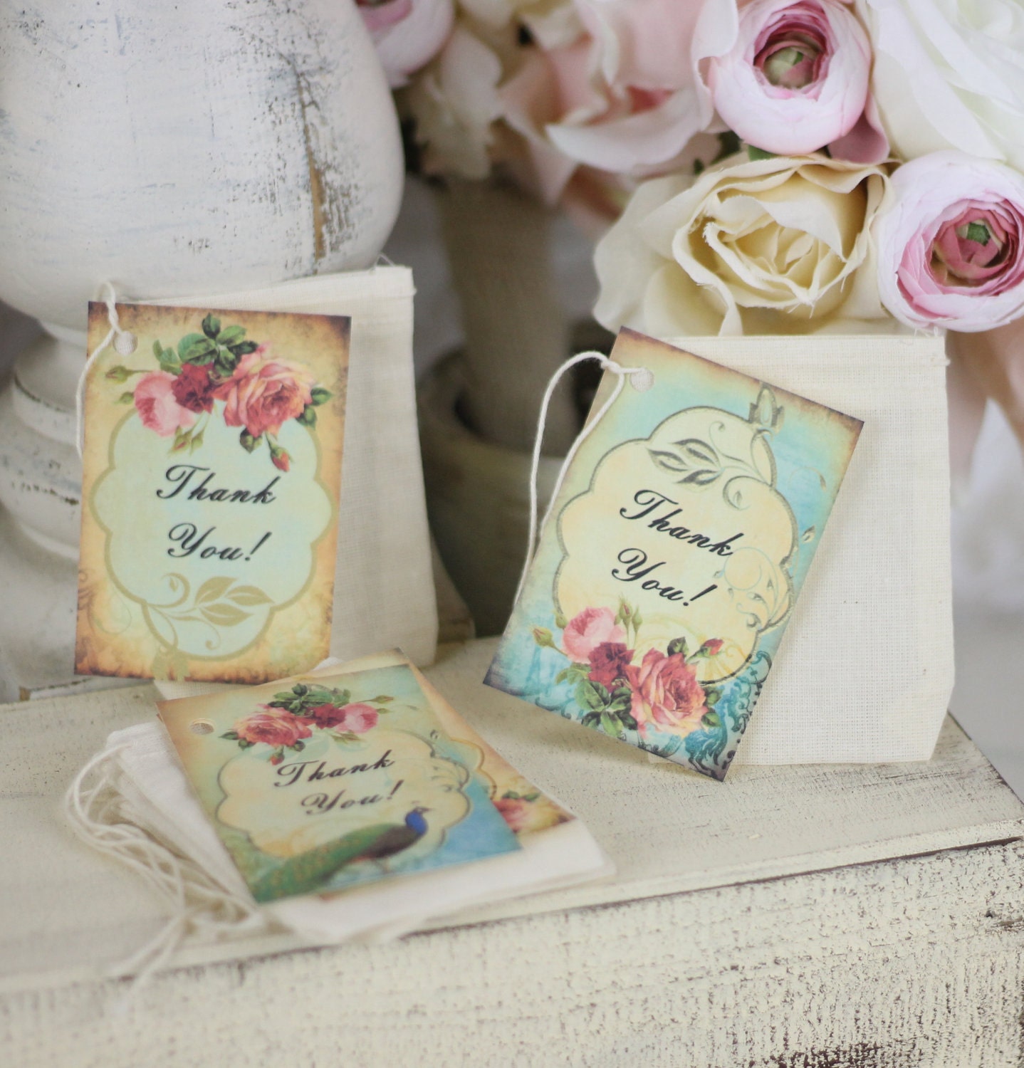 items similar to wedding favor bags thank you shabby chic items similar to wedding favor bags thank you shabby chic