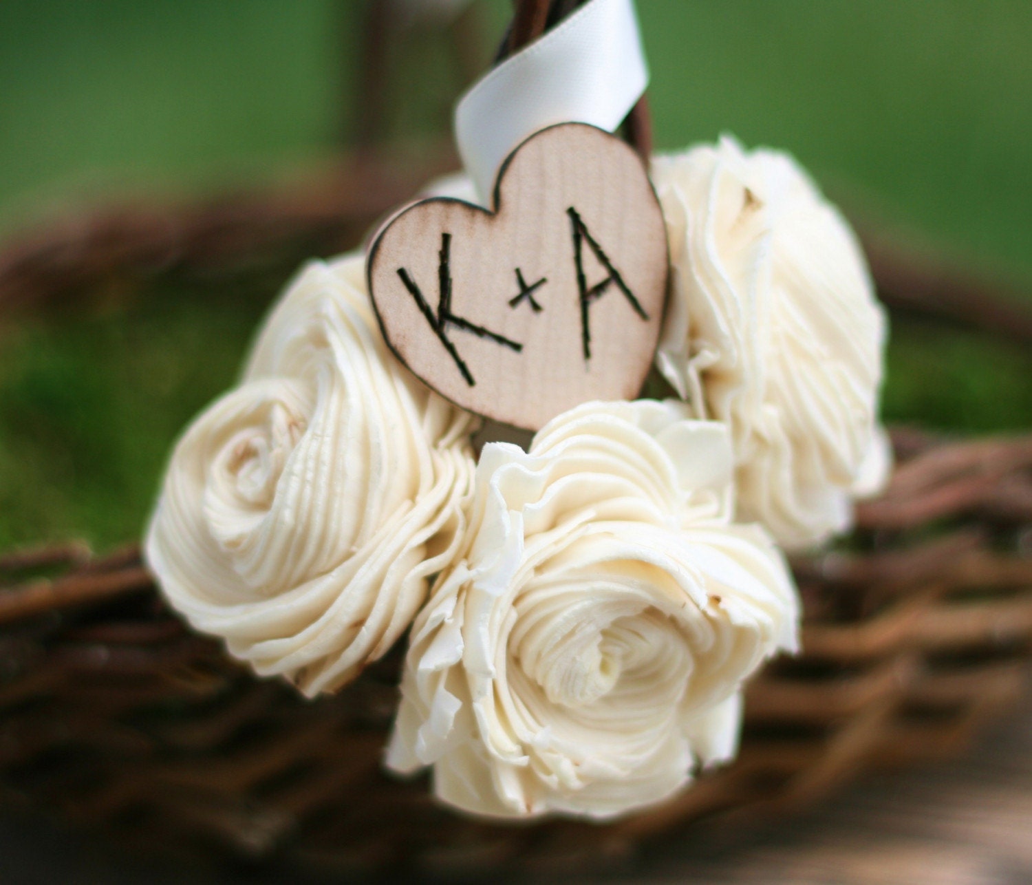 Personalized Flower Girl Basket Woodland Rustic Outdoor Summer Chic