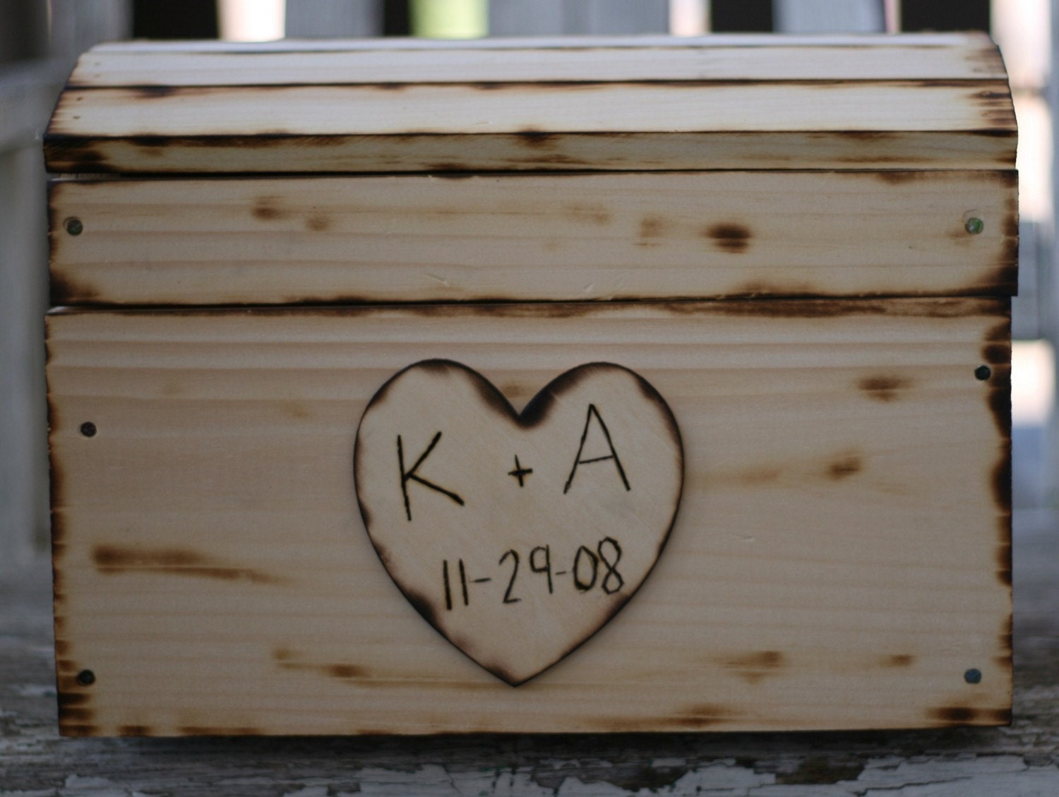 Large Personalized Wedding Card Box Rustic Decor (item E10170)