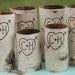 6 Personalized Custom Engraved Birch Bark Wood Vases or Candle Sleeves