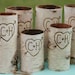 6 Personalized Custom Engraved Birch Bark Wood Vases or Candle Sleeves