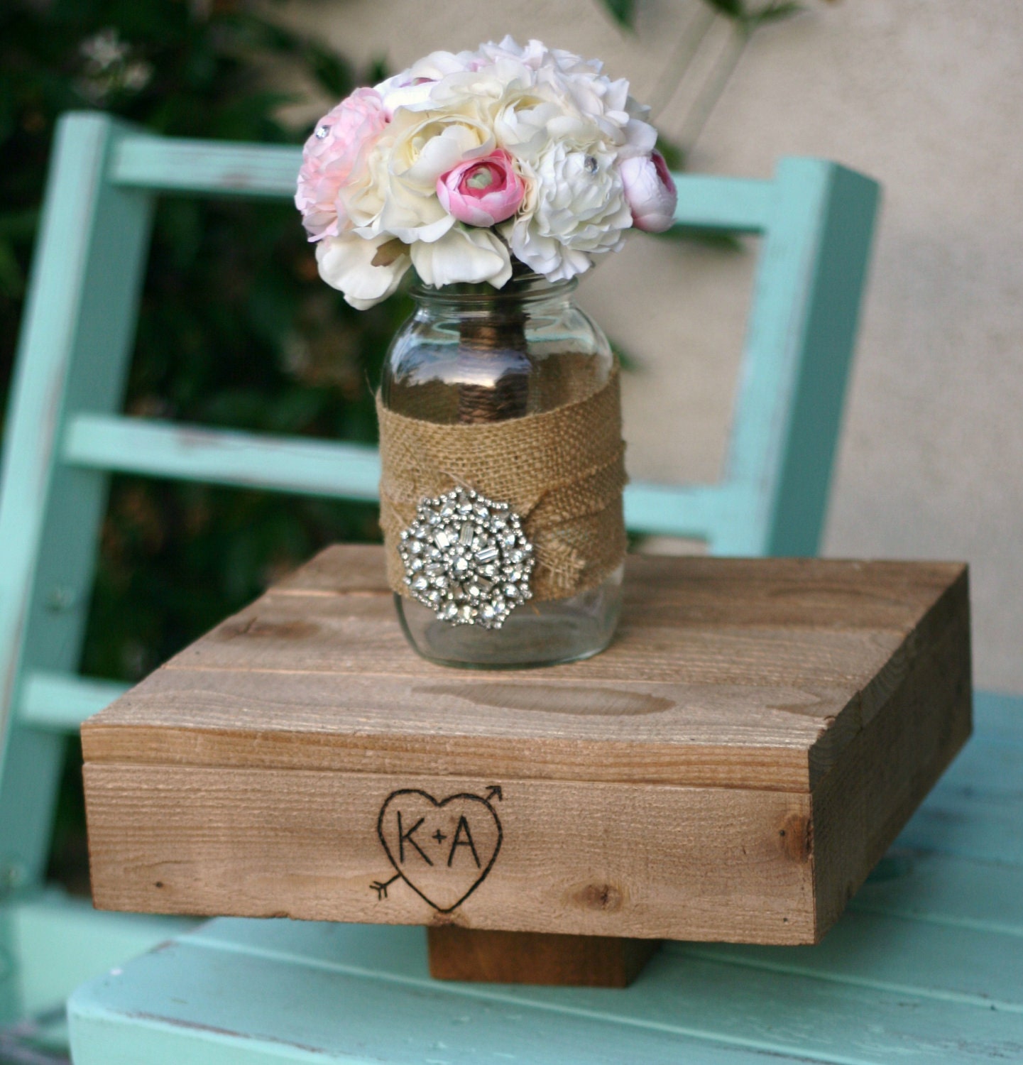 Engraved Custom Medium Cake Stand Rustic Wedding (item E10286)