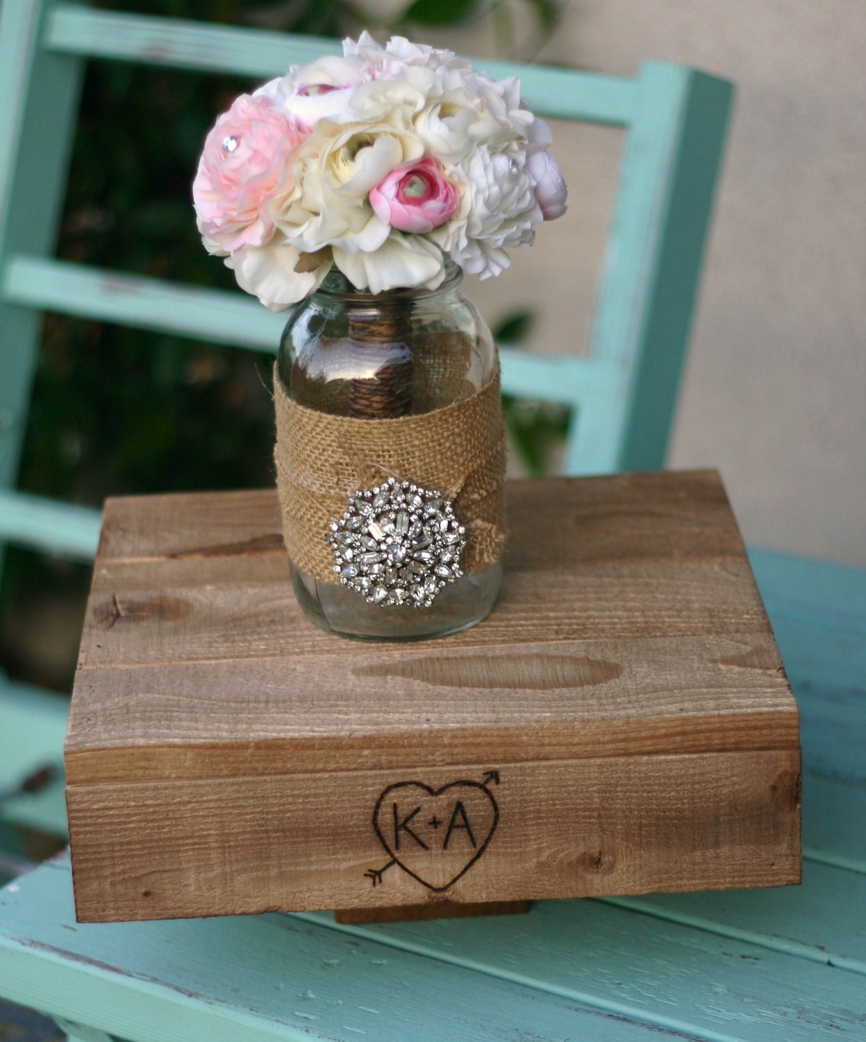 Engraved Custom Medium Cake Stand Rustic Wedding (item E10286)