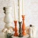 Thanksgiving Home Decor Fall Harvest Candle Stick Holders Rustic Chic Distressed Wood Set of 3