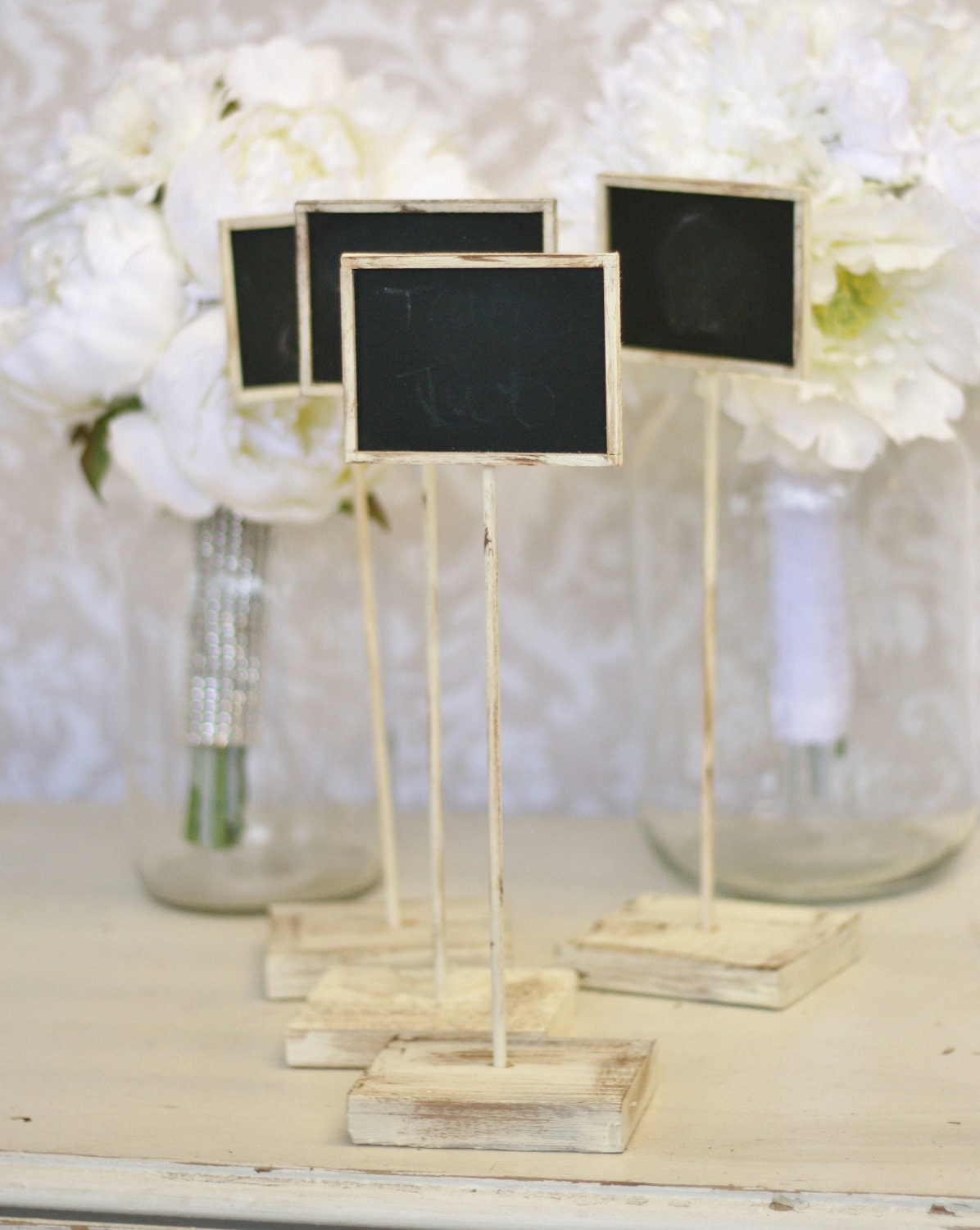 Rustic Chalkboard Signs Shabby Chic Wedding Decor SET of 4