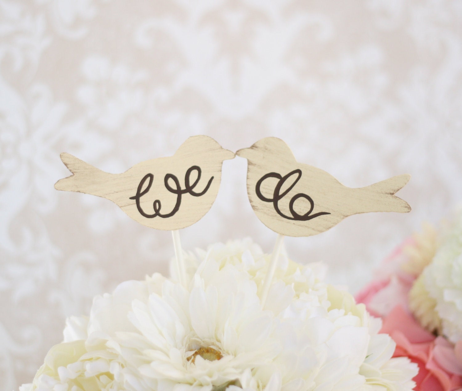 Wedding Cake Topper Love Birds Shabby Chic Wedding Decor Photo Prop