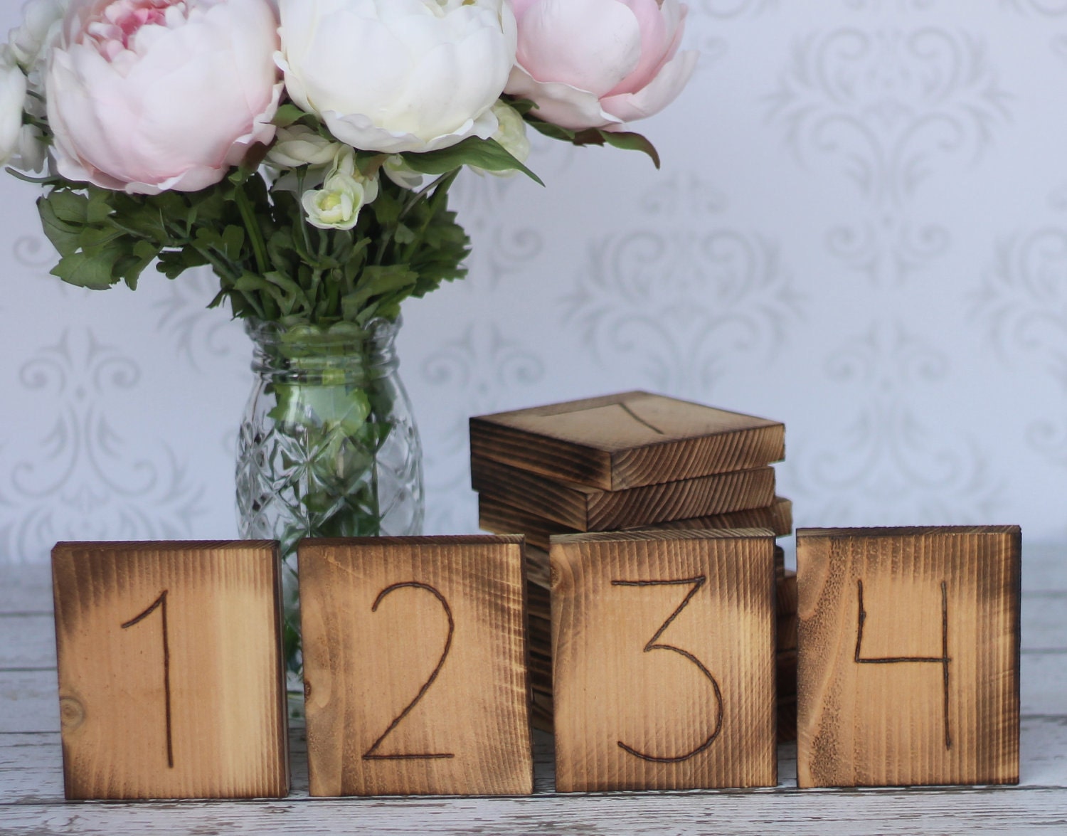 Rustic Table Numbers Barn Wedding Shabby Chic  Decor Engraved Wood