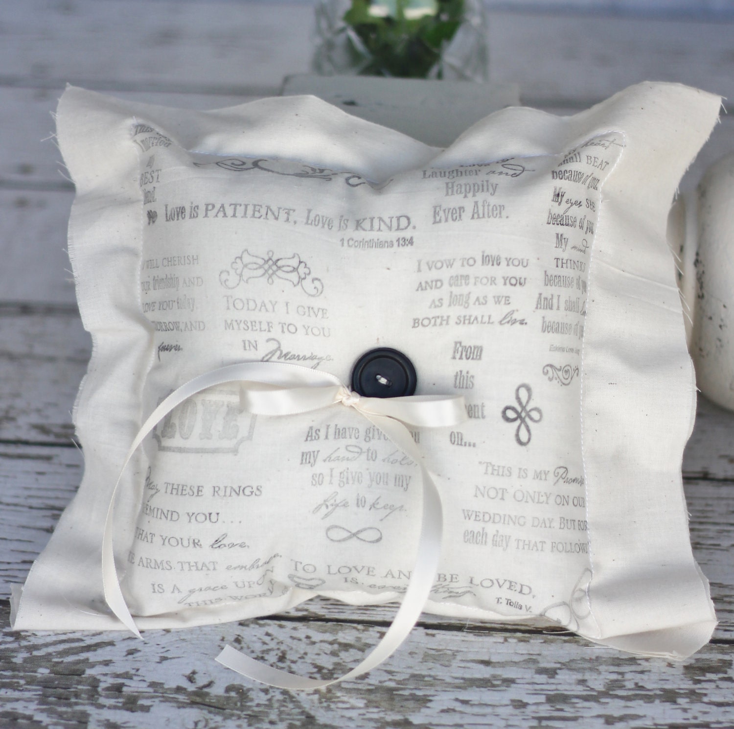 Ring Bearer Pillow Flower Girl Basket Love Quotes SET (item S10387)