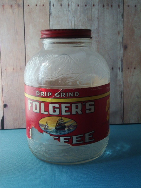 Vintage Folgers Coffee Jar - 1940