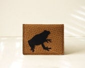 frog wallet / card case - "mr. toad's wild wallet" : black on tan
