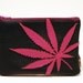 marijuana leaf mini clutch / vegan pouch : "amsterdamsel" - hot pink leaf on black pleather
