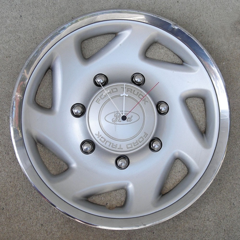Ford Truck Hubcap Clock - Recycled Wall Clock - Pickup