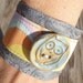 Archimedes Is Feelin Groovy Leather and Fabric Cuff with Stoneware Button
