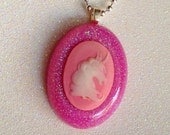 Pink Unicorn Cameo Necklace