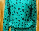 Polka dot loveliness vintage 1980s silk blouse shirt small-med