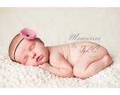 Baby Headband - Infant Headband - Newborn Headband - Toddler Headband -Pink black poppy flower headband black elastic headband - photo prop
