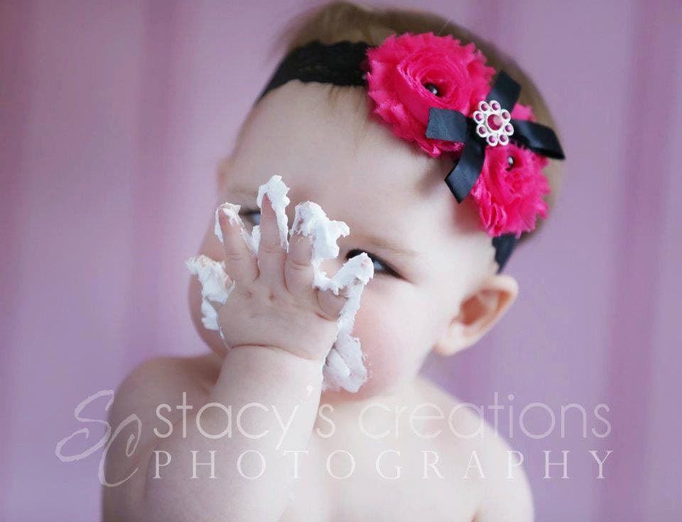 Baby headband - Infant headband- Toddler headband - Newborn headband - shabby chic flower headband - Hot pink / Black