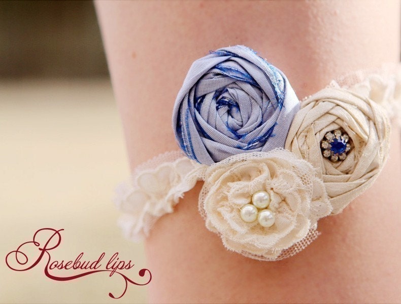 Wedding Garter - Old, New, Borrowed, Blue Garter- Perfect gift for bride-to-be