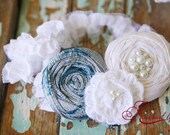 Vintage Blue Garter with White French Lace