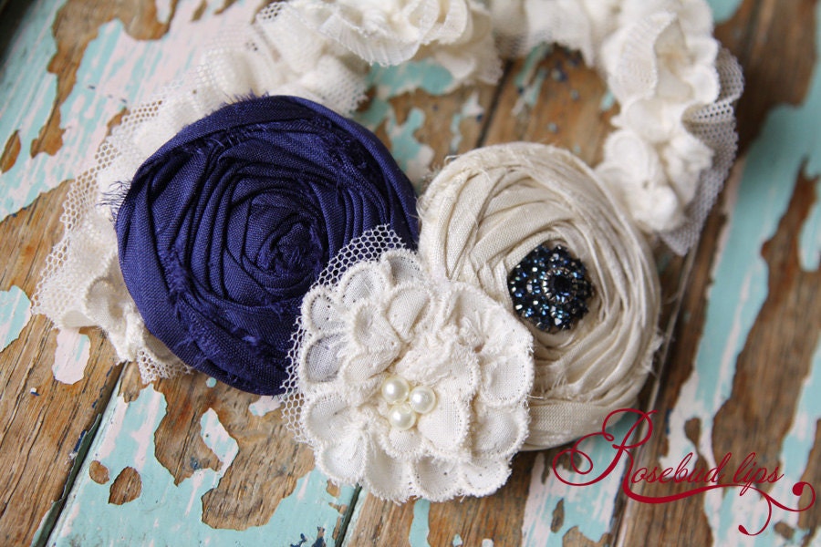 Old, New, Borrowed, Blue Wedding Garter in Sapphire Dusk SET (with toss garter)- perfect for brides to be