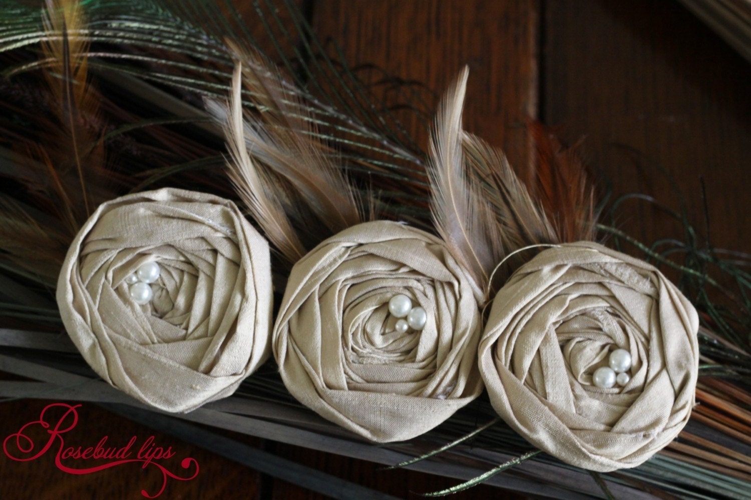 Bridesmaid's Hair Clip - Rosebud (Set of 3 Rosettes)