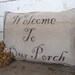 Handmade Porch Swing Pillow....Welcome to Our Porch...Treasury Item...in Black