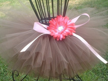 Chocolate Covered Cherry Tutu - An 8 inch Tutu by Cuddlehugs With Free Coordinating Flower Clip