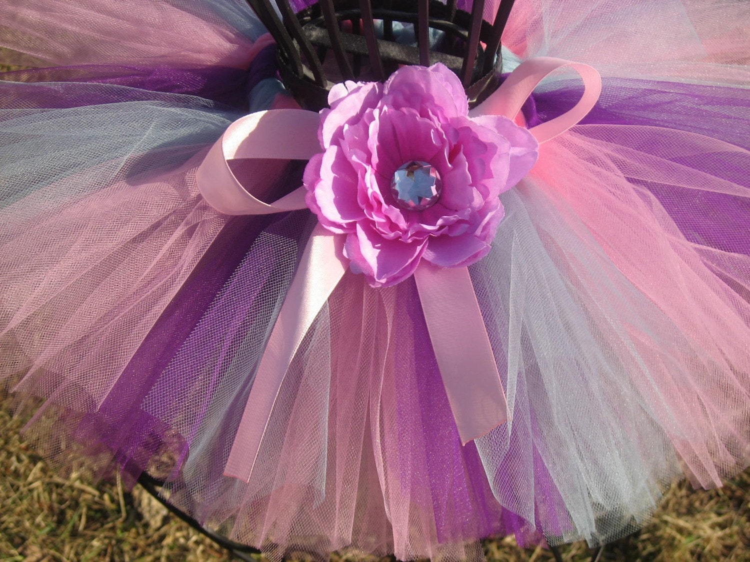 Plum Princess Tutu -  8 inch Length with Free Coordinating Flower Clip by Cuddlehugs