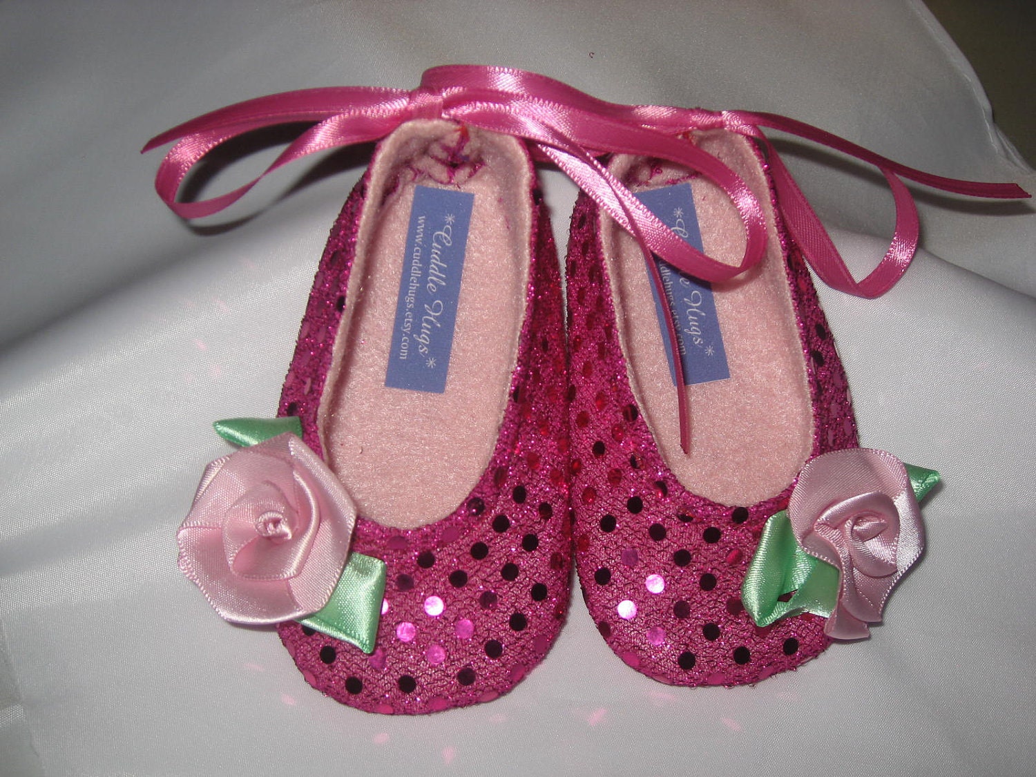 Sweet Francesca Hot Pink Sparkle Baby Shoes Ballet by cuddlehugs