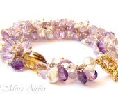 SALE Amethyst Bracelet with Topaz, Keishi Pearl