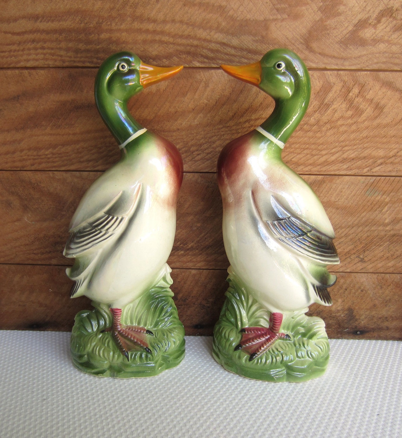 Vintage Pair Ceramic Mallard Ducks made in Japan