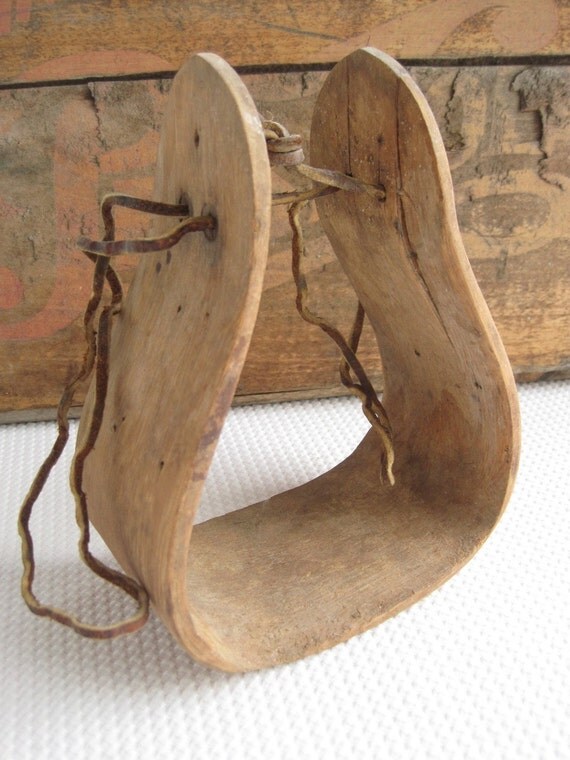 Vintage Wooden Saddle Stirrup by corrnucopia on Etsy
