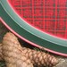 Vintage Christmas Decoration Sale Hunter Green and Country Red Plaid Oval Metal Serving Tray
