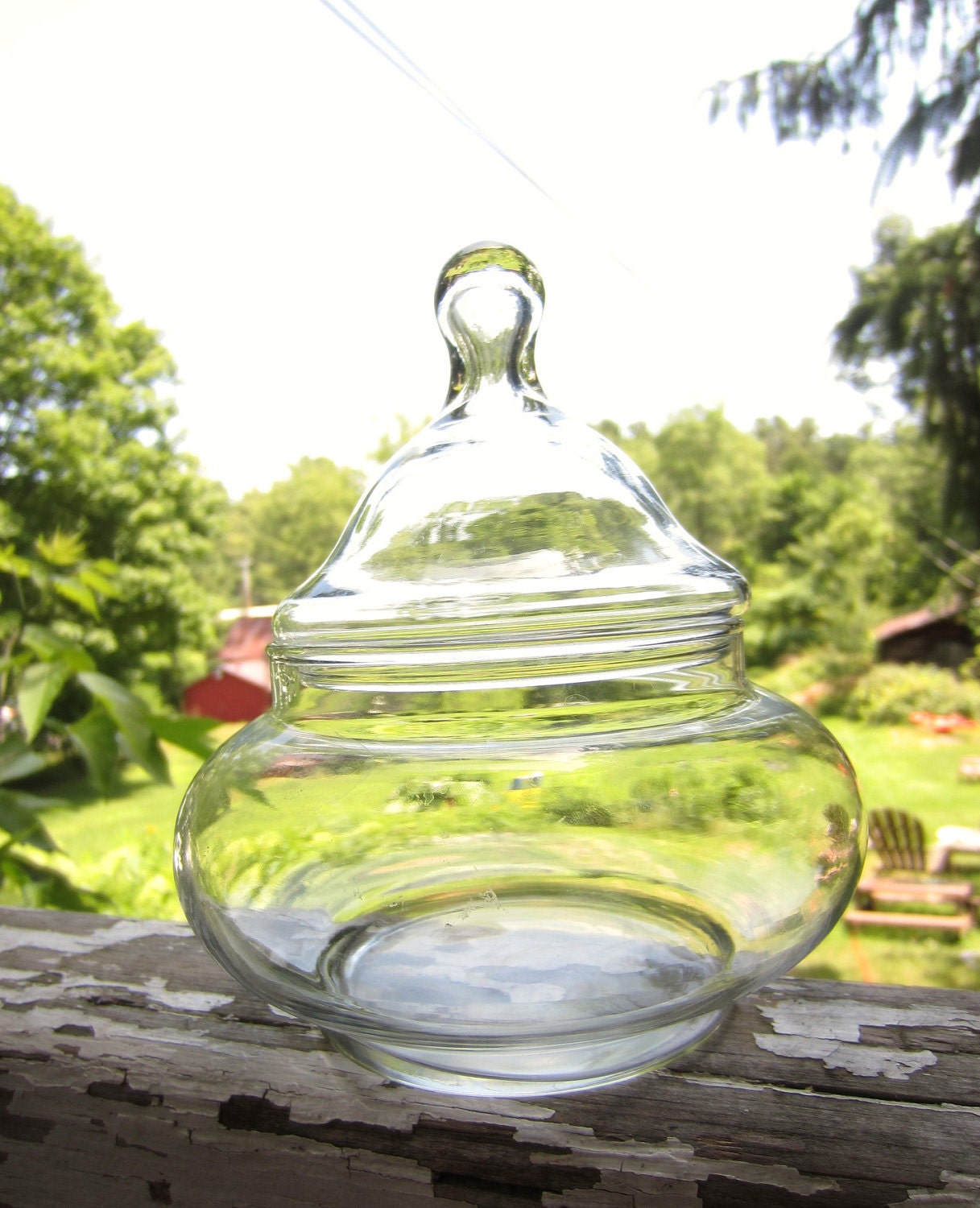 Vintage Clear Glass Apothecary Jar Short Wide Version