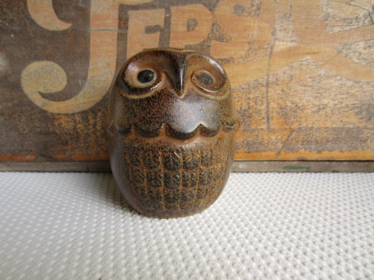 Vintage Owl Brown Rustic Retro Decor Shaker made in Japan