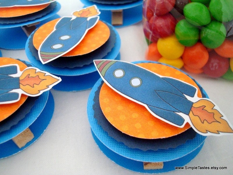 Rocket Ship Favor Bag Toppers, Set of Ten